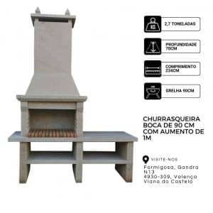 Churrasqueira Boca de 90cm com aumento de 1m