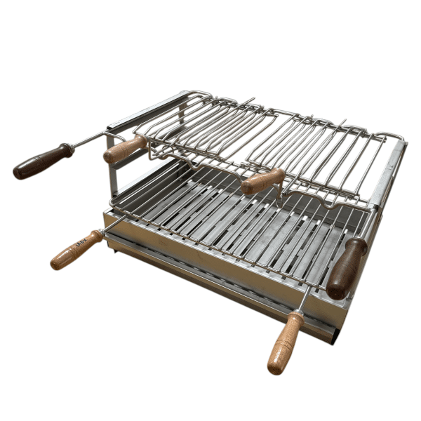 Grelhador Churrasqueira com Grelha, Aro e Roletas em Inox 70cm