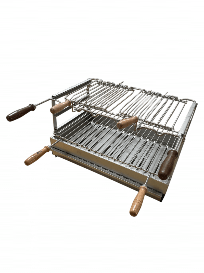 Grelhador Churrasqueira com Grelha, Aro e Roletas em Inox 70cm